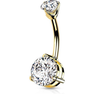 Oro 14kt Piercing ombligo Ópalo redondo de Circonita