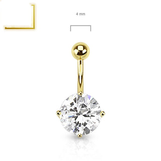 Oro 14kt Piercing ombligo Circonita redonda