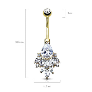 Oro 14kt Piercing ombligo Circonita pera