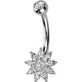 Oro 14kt Piercing ombligo Circonita Flor