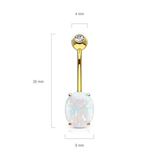 Oro 14kt Piercing ombligo Óvalo Ópalo