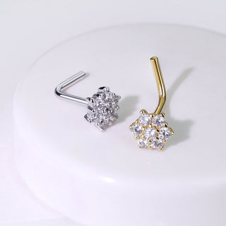 Oro 14kt Nariz en L Circonita Flor