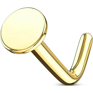 Oro 14kt Nariz en L Circulo plano