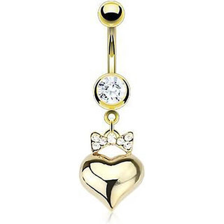 Piercing ombligo Corazón Oro Colgante Circonita