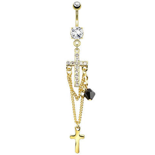 Piercing ombligo Cruz Oro Colgante Circonita
