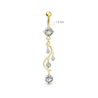 Piercing ombligo Colgante Circonita Oro