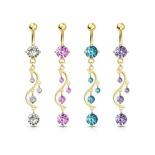 Piercing ombligo Colgante Circonita Oro