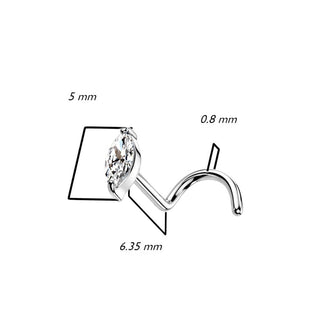 Oro 14kt Nariz Screw Circonita Elipse