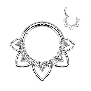 Oro 14kt Anillo Corazón Circonita Ópalo Clicker