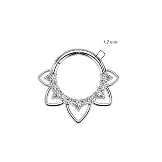 Oro 14kt Anillo Corazón Circonita Ópalo Clicker