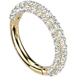 Oro 14kt Anillo Circonita Clicker