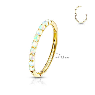 Oro 14kt Anillo Ópalo Clicker