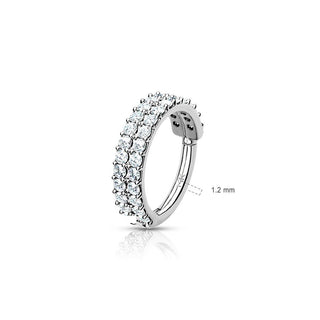 Oro 14kt Anillo 2 filas Circonita Clicker