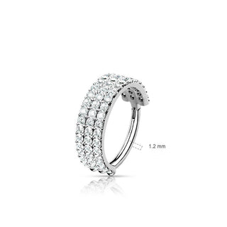 Oro 14kt Anillo 3 filas Circonita Clicker