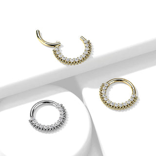 Oro 14kt Anillo Circonita Clicker