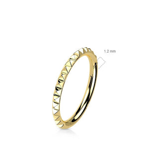 Oro 14kt Anillo Corte pirámide Clicker