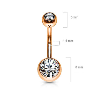Piercing ombligo Bola oro rosa Circonita