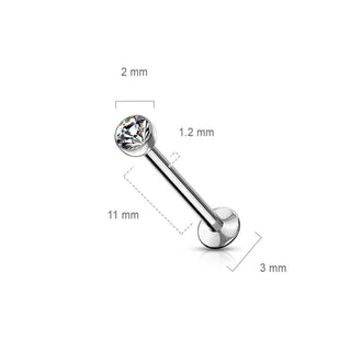 Bola Circonita Plata Push In Labret