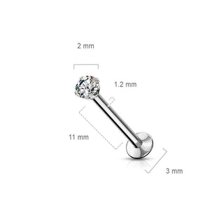 Circonita Engaste Brezel Plata Push In Labret