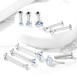 Circonita Engaste Brezel Plata Push In Labret