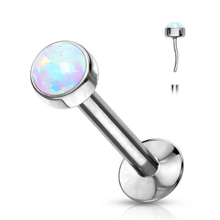 Ópalo Redondo Plata Push In Labret