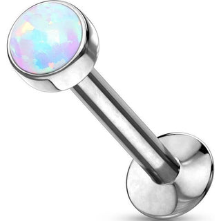 Ópalo Redondo Plata Push In Labret