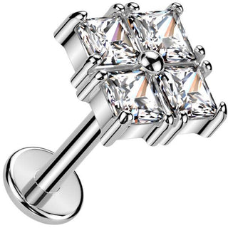 cuadrado 4 circonitas Push In Labret