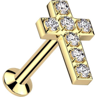 Cruz con Circonitas Push In Labret