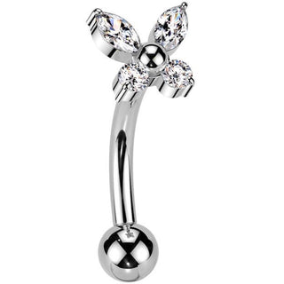 Titanio Barbell Curvo mariposa circonita Push In