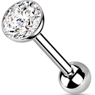 Titanio Barbell Circonita enmarcada Plata Push In