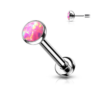 Titanio Ópalo Plano Plata Push In Labret