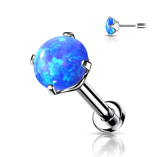 Titanio Ópalo Plata Push In Labret