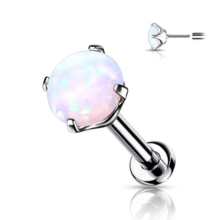 Titanio Ópalo Plata Push In Labret