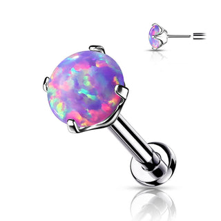 Titanio Ópalo Plata Push In Labret