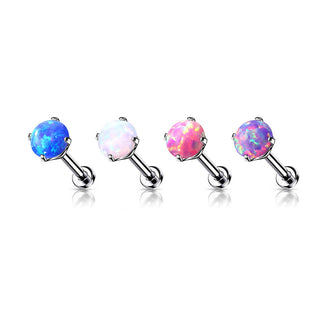 Titanio Ópalo Plata Push In Labret