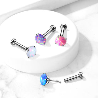 Titanio Ópalo Plata Push In Labret