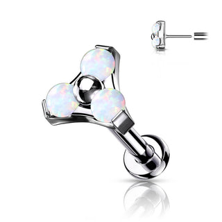 Titanio Triángulo Ópalo Plata Push In Labret
