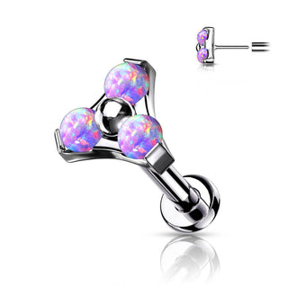 Titanio Triángulo Ópalo Plata Push In Labret