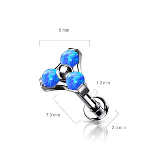 Titanio Triángulo Ópalo Plata Push In Labret