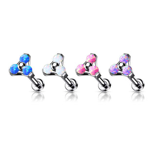 Titanio Triángulo Ópalo Plata Push In Labret
