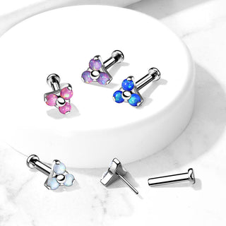 Titanio Triángulo Ópalo Plata Push In Labret