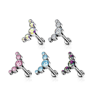 Titanio 5 Circonita Plata Push In Labret