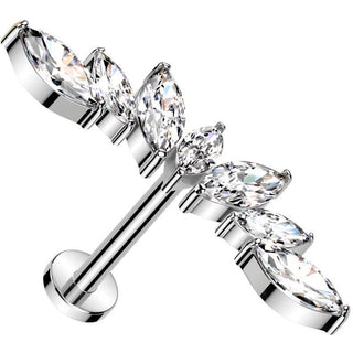 Titanio Abanico circonitas talla marquesa Push In Labret