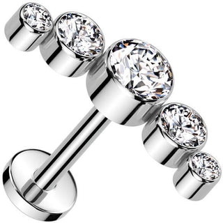 Titanio 5 circonitas redondas con engaste bisel Push In Labret