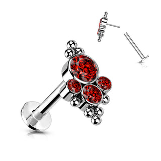 Titanio 4 Circonita Plata Push In Labret