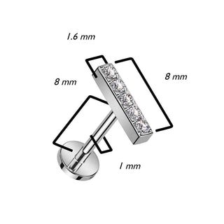 Titanio Barra 5 Circonitas Push In Labret