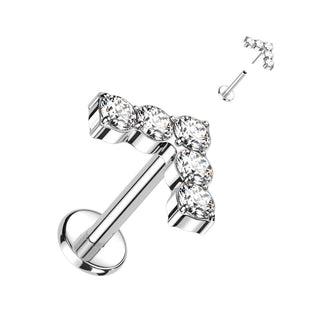 Titanio 5 Circonitas en forma de L Push In Labret