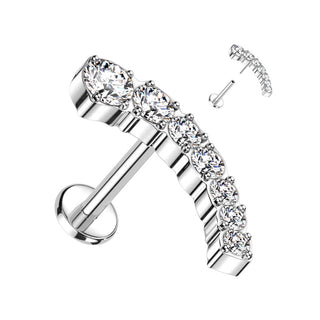 Titanio Circonita curva Push In Labret