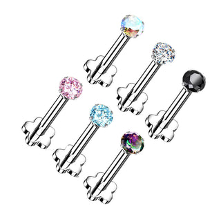 Titanio Circonita base en flor Push In Labret