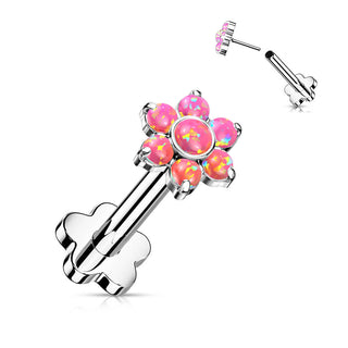 Titanio Flor de Ópalo con Base de Flor Push In Labret